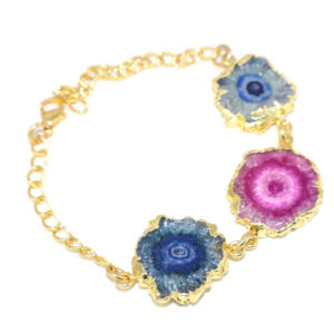 Pulsera de Cadena Ajustable Chapada en Oro de 18K con Piedra Preciosa de Cuarzo Solar Natural Estilo Vintage para Mujeres y Niñas, Venta al Por Mayor - Product Image 2