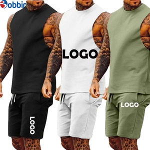 BOBBIN INDUSTRIES Best Manufacturer Hot Custom Men's Summer Casual Sleeveless Fitness <b>Sets</b> Solid Plus Size Men's Tank Tops <b>Sets</b> - Product Image 2