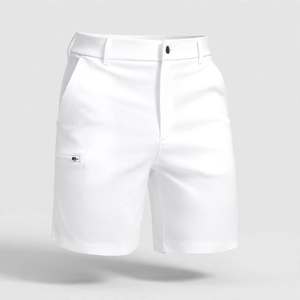 <b>Men's</b> <b>White</b> Oxford Bermuda Shorts Mid Waist Button Fly Casual Solid Color Pockets Woven Fabric - Product Image 5