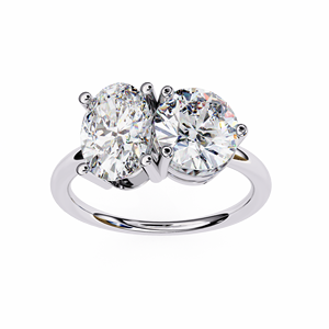 Classic Women's Engagement <b>Ring</b> Two Lab Grown Diamonds Prong Setting IGI Certified Trendy Daily Wear Rhodium Plated 10K <b>Gold</b> - Product Image 1