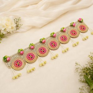Handmade Floral Pearl Bandhanwar Toran Door Hanging Pink Gold Meenakari Wedding Home Decor Wall Hanging Festive <b>Decoration</b> - Product Image 2