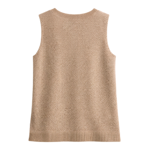 Chaleco de punto metálico para mujer, sin mangas, bronce, con cuello en V, brillante, informal, holgado, de moda, para verano - Product Image 2