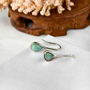 Sterling <b>Silver</b> Drop Larimar Dangle Earrings Moonstone Earrings Natural Gemstone Earrings Women Jewelry Gift - Product Image 4