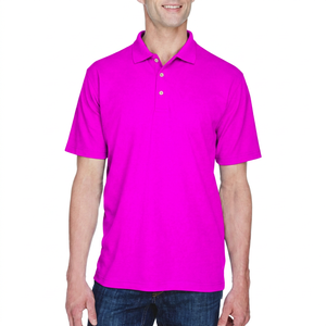 เสื้อโปโลผู้ชายสีม่วงคลาสสิก แขนสั้น ผ้าฝ้ายอ๊อกซ์ฟอร์ด สีพื้น กระดุมผ่าหน้า ทรงปกติ ผ้าทอ - Product Image 5