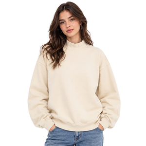 Fabricante de Sudaderas al por Mayor, Sudaderas Personalizadas de Cuello Alto en Mezcla de Algodón Vintage para Mujer - Product Image 2