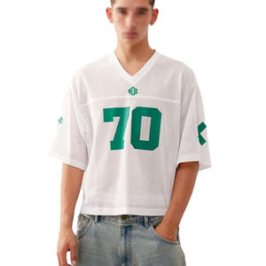 Camiseta Deportiva de Fútbol Americano Blanca Extra Grande Personalizada de Alta Calidad, Uniforme de Fútbol, Corte Cuadrado, Malla Transpirable para Hombre, Fabricante OEM - Product Image 1