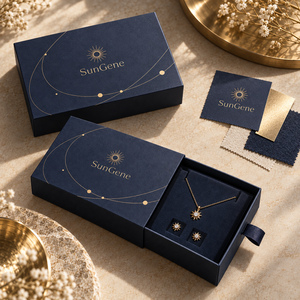 Boîte à tiroir coulissant SunGene Navy Atelier, emballage personnalisé pour bijoux fins - Product Image 6