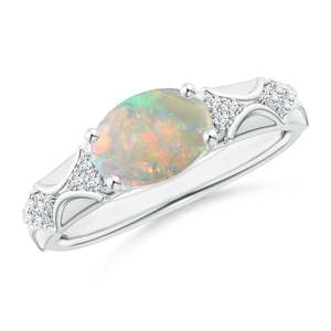 Top Quality 14K Pure Gold Oval Cut Natural Ethiopian <b>Opal</b> Vintage Style Wedding <b>Ring</b> with Accents Diamond Certified Fine Jewelry - Product Image 1