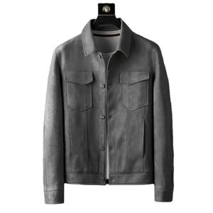 Spring and Autumn Season Fashion Solid Color Slim Fit Flip Collar Leisure Business Light Luxury Suede High End Men <b>Coat</b> - Product Image 1