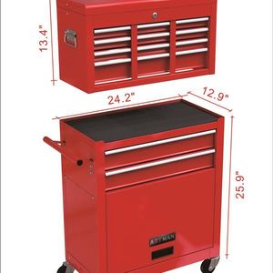 Carrello Portautensili Rosso a 8 Cassetti con Ruote OBM Personalizzabile, Armadietto Portautensili a 5 Cassetti - Product Image 3