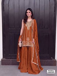Wedding Kurta Sharara Dupatta Set Rangoli crush with heavy Embroidery work And <b>Beads</b> work Buy <b>Direct</b> From Supplier - Product Image 2