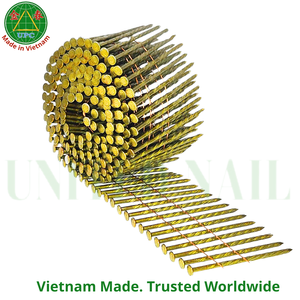 2-3/4" Coil <b>Nails</b> 5000pcs Steel Screw Shank & Checkered Head for Wooden Pallet Pneumatic <b>Nail</b> Gun From Vietnam | clavo en rollo - Product Image 2