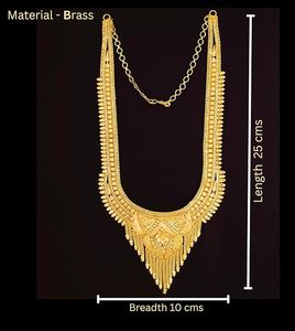 Parure de bijoux plaqué or 24 carats en alliage pour femme, style ethnique avec pampilles, pour mariage, style Rani Haar - Product Image 3