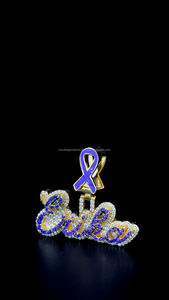 Personalizado dos tonos Iced Out púrpura Moissanite nombre colgante VVS Moissanite letra colgante plata 925 chapado en oro joyería de Hip Hop - Product Image 5