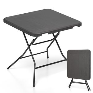 Tavolo da Pranzo Pieghevole da 80 cm con Piano in HDPE Effetto Legno e Piedini Antiscivolo - Product Image 1