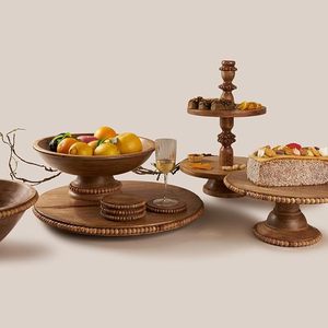 Frutero de Madera con Base de Pedestal, Decorativo, para Ensaladas de Mango, para la Encimera de la Cocina, Mesa de Comedor, Decoración Rústica - Product Image 2