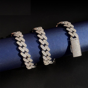 Cadena de eslabones cubanos con incrustaciones de moissanita, estilo pavé, joyería de lujo hip hop, cadena llamativa para hombres y mujeres - Product Image 3