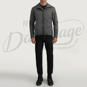 Chaqueta Cortavientos Ligera Gris para Hombre con Capucha, Corte Ajustado, Resistente al Agua, Chaqueta Deportiva Informal para Exteriores, Chaqueta de Golf - Product Image 4