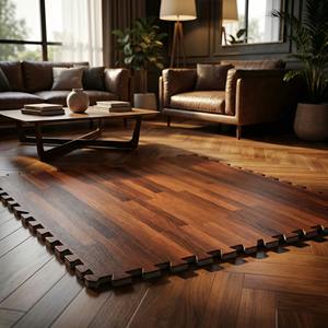 Alfombra de espuma EVA con diseño de madera de 60x60cm x 10mm – Suelo suave entrelazado para sala de estar y uso doméstico - Product Image 1