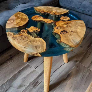 Table ronde en résine époxy de haute qualité, faite à la main, avec fleurs séchées, pour la décoration de table basse, de jardin ou d'intérieur - Product Image 4