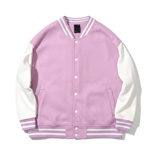 เสื้อแจ็คเก็ต Letterman พรีเมียม ผ้าวูลผสม แขนหนัง ทรงวาร์ซิตี้ ปักลายเชนิลล์  ไซส์ใหญ่ สไตล์สตรีทแวร์ - Product Image 5