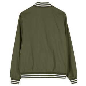 Veste varsity pour homme, vert olive, décontractée, couleur unie, boutonnée, coupe classique, matière nylon/coton, coupe-vent, respirante, hiver - Product Image 2
