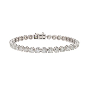 Elegante pulsera de tenis de oro de 14 quilates Diseño atemporal con diamantes de corte redondo 9.9CTW Pulseras y brazaletes de diamantes de lujo - Product Image 1