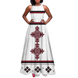 Robe de soirée florale pour femme, style africain éthiopien Habesha, grande taille, style samoan fidjien, robe maxi vintage d'Éthiopie, vente en gros - Product Image 1