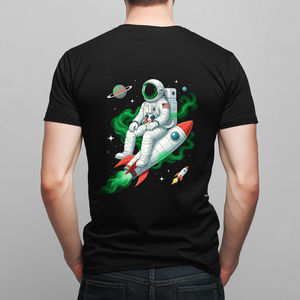 T-shirt Homme Amusant Astronaute Fusée Pixel Art 100% Coton, T-shirts Graphiques Décontractés d'Été, Streetwear, Vente en Gros, Chemises Homme par Sublimation - Product Image 2