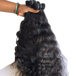 Extensiones de cabello humano rizado negro azabache 100% natural sin procesar de primera calidad, con doble trama a máquina, para mujeres. - Product Image 1