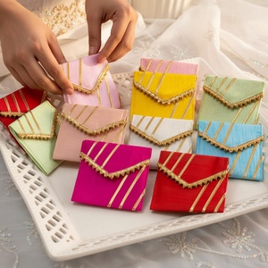 Exquisite Handcrafted Ethnic Fabric <b>Pouches</b> Silk And Vibrant Cotton Fabrics Elegant Envelope Style Gota Patti <b>Work</b> - Product Image 2