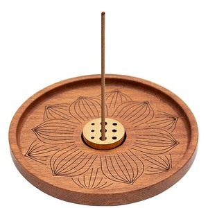 Soporte de madera artesanal para quemador de incienso con acabado de madera para decoración del hogar, para cera aromática y soporte para varillas de incienso - Product Image 6