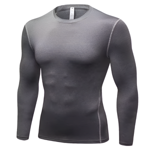 Rashguard de manga larga con logotipo personalizado OEM para hombre, mallas deportivas de secado rápido para gimnasio, ropa deportiva de manga larga - Product Image 1