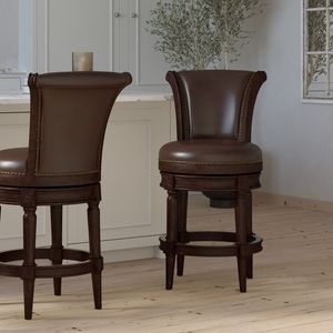 26 pollici. Sgabello da bar girevole in legno con schienale alto, altezza bancone, 1 pezzo - Product Image 1