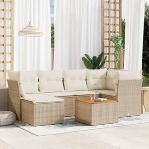 Conjunto de Sofás Modulares Grandes de Ratán Sintético Beige para Jardín, Muebles Modulares Cómodos para Exteriores - Product Image 1