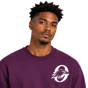 Plum Purple <b>Men</b> Sweatshirt Crew Neck <b>Long</b> <b>Sleeve</b> Pullover Casual Fleece <b>Top</b> Custom Logo Streetwear Winter Sportswear Wholesale - Product Image 3