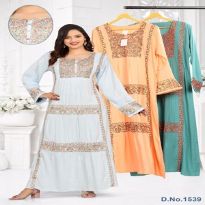 Kaftán Premium de Rayón con Bordado Multicolor de Lujo y Paneles con Detalles de Diamantes – Elegante Jalabiya Árabe Abaya al por Mayor - Product Image 3