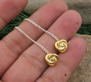 Pendientes de Cadena con Flores de Plata de Ley 925, Pendientes Largos con Borlas Plateadas, Pendientes Colgantes Florales, Joyería de Lujo para Mujer para Bodas - Product Image 2
