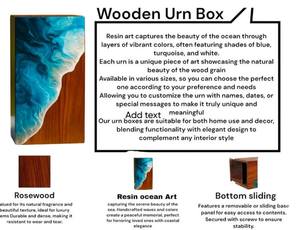 Urna de Resina con Diseño de Olas Oceánicas, Caja Conmemorativa Hecha a Mano con Madera y Epoxi Azul Profundo - Product Image 4