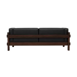 Sofá Moderno de Una Plaza en Madera de Teca Sólida con Tapicería de Cuero Negro para Sala de Estar, Apartamento, Hotel, Villa, Muebles Personalizados - Product Image 5