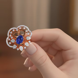 Anillo de Oro Rosa de Lujo con Diseño Floral para Mujer, Elegante Joyería de Compromiso Nupcial - Product Image 6