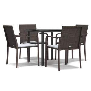 Conjunto de Comedor de Jardín de 5 Piezas en Ratán Sintético Marrón, Asientos para una Experiencia de Comedor al Aire Libre Elegante - Product Image 2
