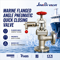 Vanne d'angle pneumatique à fermeture rapide à bride marine pour système d'air, vapeur et eau de navire, vannes d'angle industrielles en acier moulé DN20-DN150