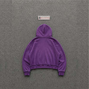Breathable Purple Oversized <b>Men's</b> Hoodie Casual Fleece Solid Color Daily Wear Premium Fabric Brushed Fleece Soft Touch Thick Fab - Product Image 6