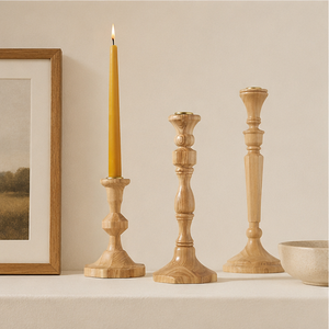 Handcrafted Mango Wood Taper Candle Holder Set Vintage Georgian-Inspired Candlesticks For Home Decor And Wedding Centerpieces - Product Image 1