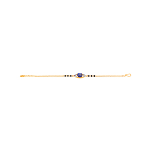 Pulsera de cadena ajustable chapada en oro con amuleto de ojo turco azul y circonita cúbica para bebé - Product Image 2
