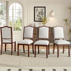 Juego de 4 Sillas de Comedor Modernas Estilo Farmhouse con Respaldo Alto y Tapizado, Asientos Cómodos para Cocina y Dormitorio - Product Image 2