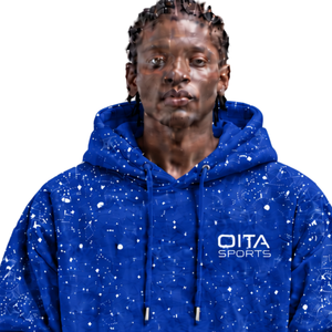 Sudadera con Capucha Extra Grande para Hombre, Estampado Galáctico Azul Cobalto, Felpa Gruesa, Estilo Urbano, con Cordón Ajustable - Product Image 3