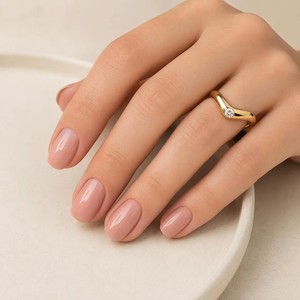 New Arrival IGI Certified Round Cut Lab Grown Diamond 10K 14K 18K Solid Gold Curved Wide Wedding Band Solitaire Ring Bridal Ring - Product Image 5