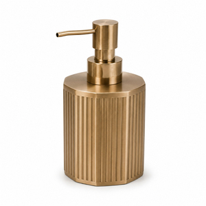 Gold <b>Soap</b> Dispenser Metal Hammered Lotion Pump Ribbed Bathroom Accessories <b>Refillable</b> Liquid <b>Hand</b> Wash Bottle For Luxury Hotel - Product Image 5